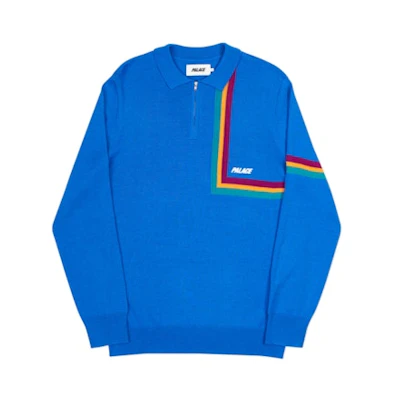 Palace Angle Stripe Zip Knit Blue/Orange/Red