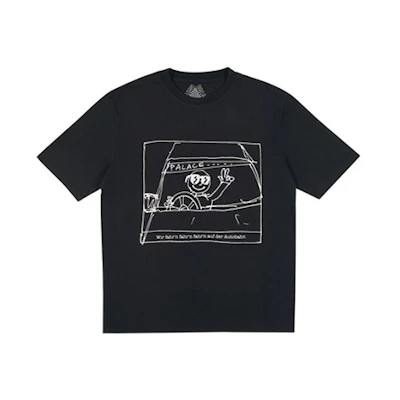 PALACE Autobahn T-Shirt Black Unisex Creative Print Short Sleeve Tee PAL-SS18-049