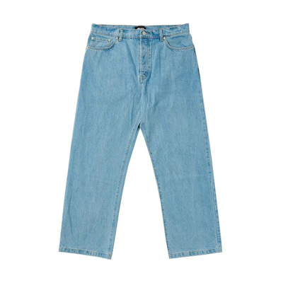 PALACE Baggier Straight Leg Stone Wash Logo Embroidered Jeans Unisex Blue. P24T007