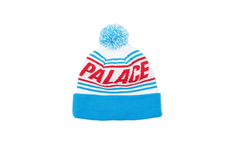 Palace Bobble Hat White/Blue