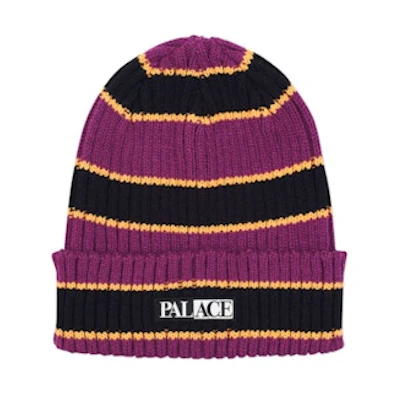 Palace Border Beanie Purple/Yellow