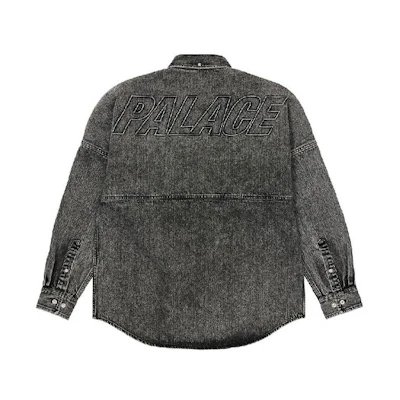 PALACE Denim Bossy Washed Logo Shirt Unisex Black. P20SHT008