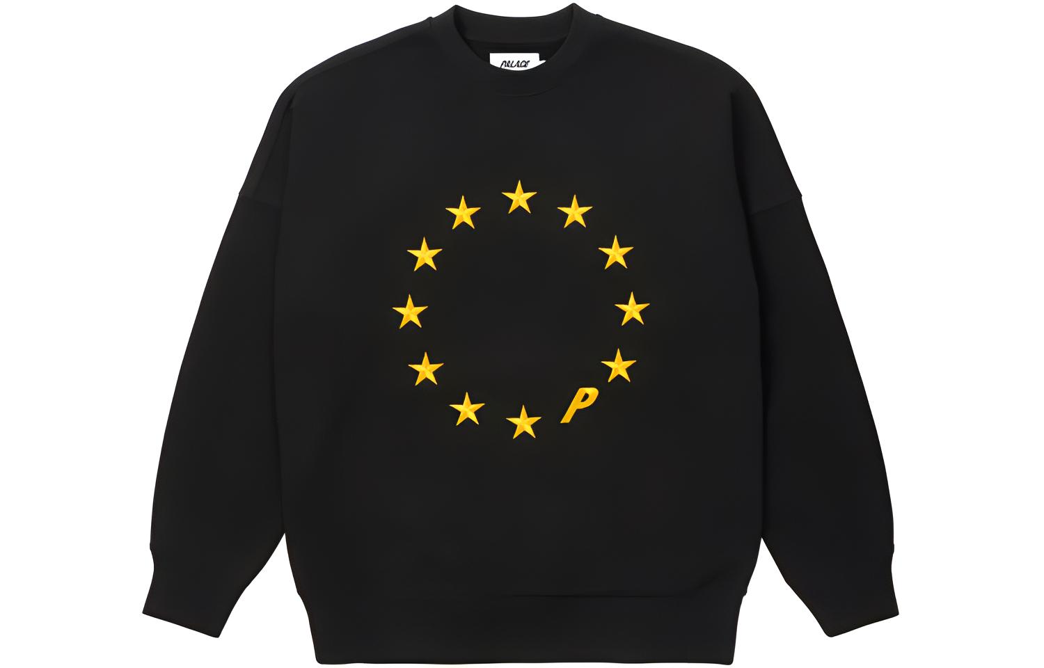 PALACE Eu-don Crew Black FW21 Star Print Pullover Sweatshirt Unisex Black. P21CS052