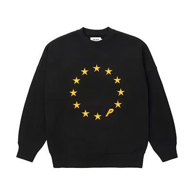 PALACE Eu-don Crew Black FW21 Star Print Pullover Sweatshirt Unisex Black. P21CS052