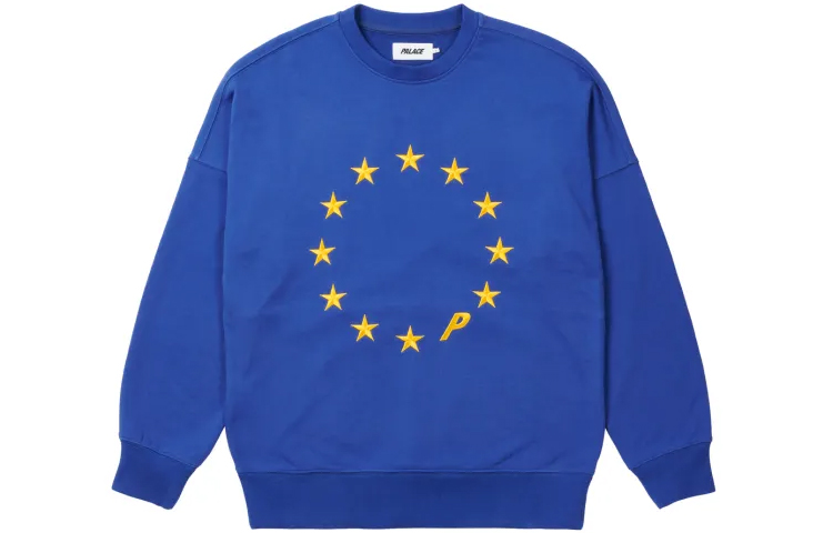 PALACE Eu-don Crew Blue Star Print Pullover Sweatshirt Unisex FW21 Blue. P21CS050