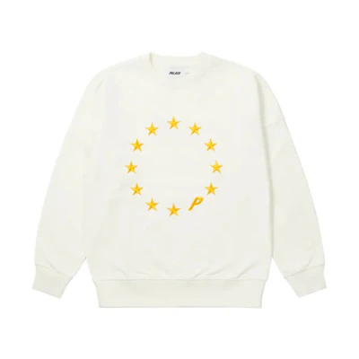 Palace Eu-don Crew White FW21 Star Print Pullover Sweatshirt Off-White Unisex P21CS053