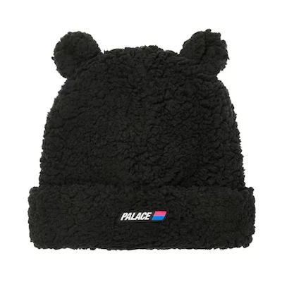 PALACE Fuzzy Ear Warm Cozy Knit Hat Unisex Couple Style Black P23BN073