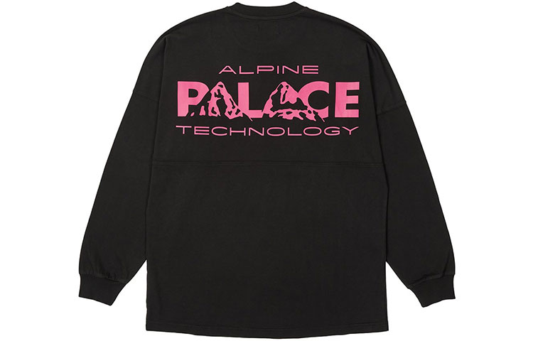 Palace FW21 Alpine Tech Black Longsleeve Logo Print Unisex Crewneck Tee P21ES055