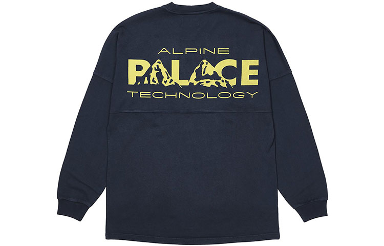 Palace FW21 Alpine Tech Navy Logo Print Longsleeve Unisex Crewneck T-Shirt P21ES058