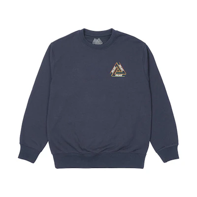 Palace FW21 Basically A Tri-Ferg Crew Navy Logo Sweatshirt Unisex Navy Blue P21CW010