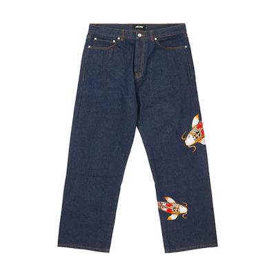 PALACE FW21 Carp Print Indigo Denim Jeans Unisex Casual Blue. P21D007