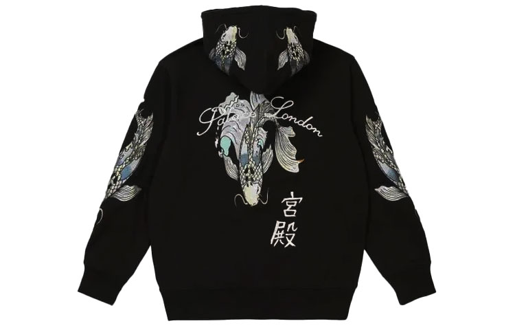 PALACE FW21 Carp Zip Hood Black Embroidered Hoodie Jacket Unisex Black P21CS064