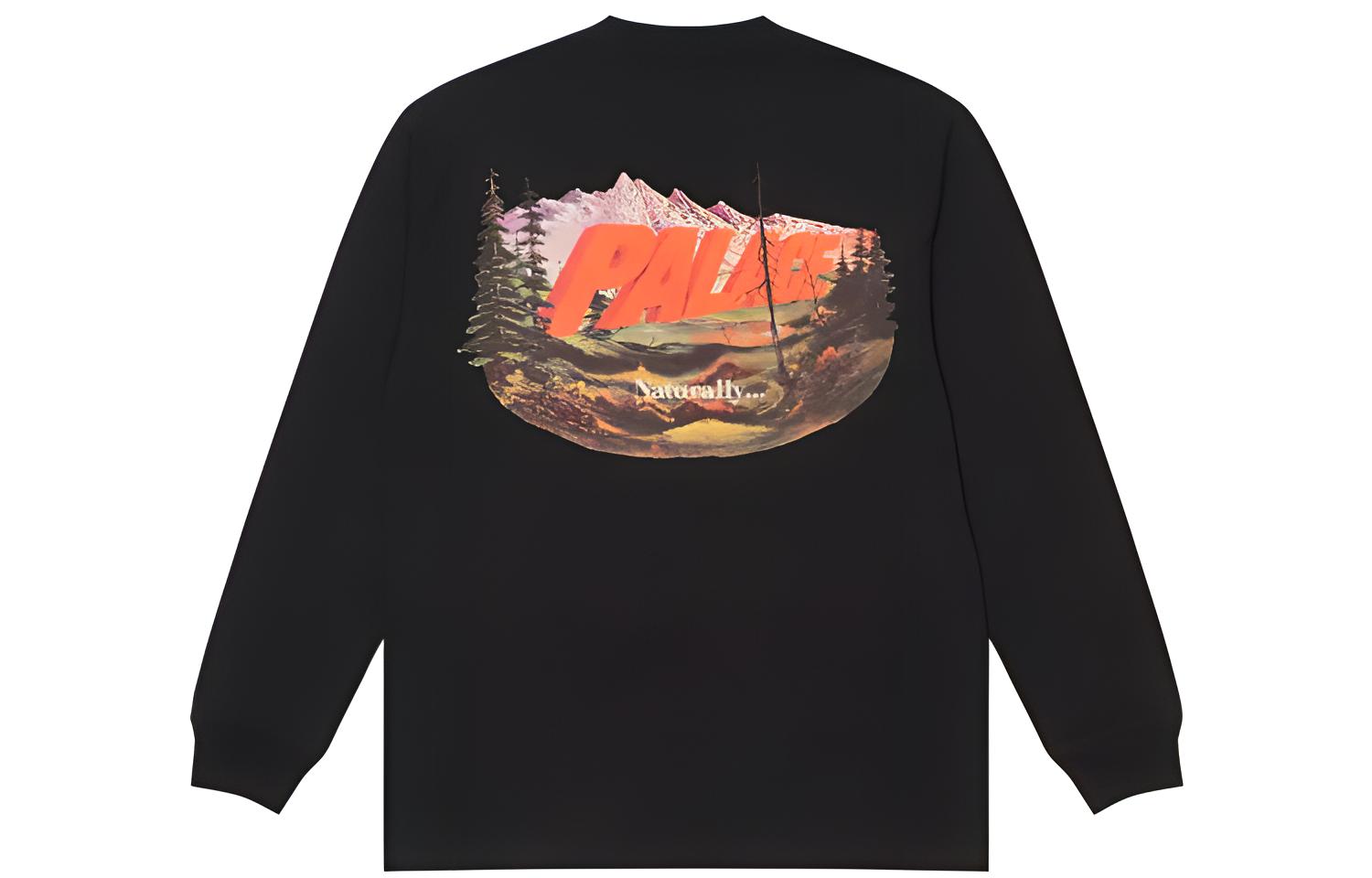 PALACE FW21 Chapping Black Long Sleeve Tee with Scenic Back Graphic Unisex. P21LS010