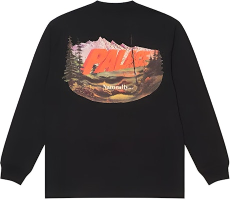 PALACE FW21 Chapping Black Long Sleeve Tee with Scenic Back Graphic Unisex. P21LS010 Buy PALACE FW21 Chapping Black Long Sleeve Tee with Scenic Back Graphic Unisex. P21LS010