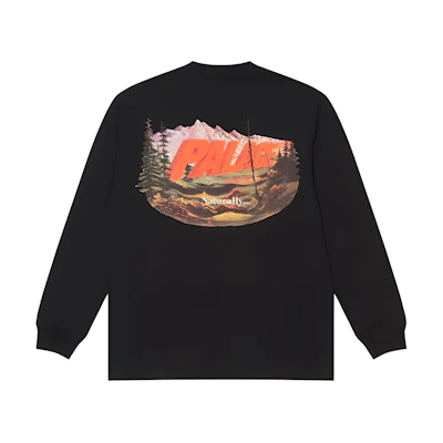 PALACE FW21 Chapping Black Long Sleeve Tee with Scenic Back Graphic Unisex. P21LS010