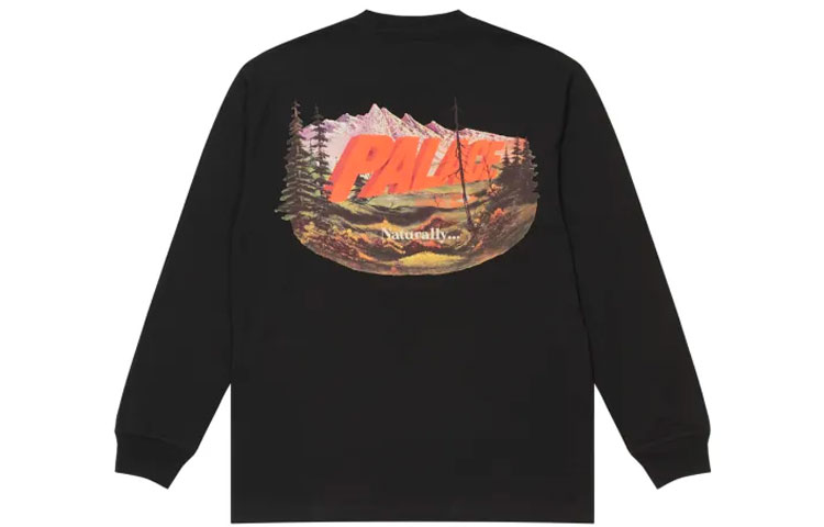 Order PALACE FW21 Chapping Black Long Sleeve Tee with Scenic Back Graphic Unisex. P21LS010