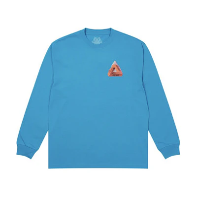 PALACE FW21 Chapping Petrol Blue Graphic Longsleeve Tee Unisex Sky Blue. P21LS015