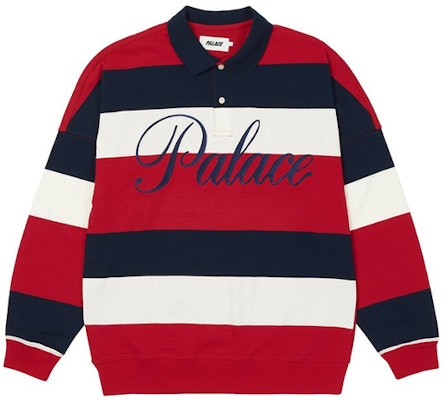 PALACE FW21 Polo Clásico de Rayas Manga Larga Rojo/Azul Marino/Blanco Unisex. P21ES041 Order PALACE FW21 Polo Clásico de Rayas Manga Larga Rojo/Azul Marino/Blanco Unisex. P21ES041