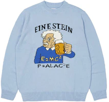 Palace FW21 Einstein Cartoon Knit Sweater Baby Blue Unisex Pullover P21KW008 Palace FW21 Einstein Cartoon Knit Sweater Baby Blue Unisex Pullover P21KW008