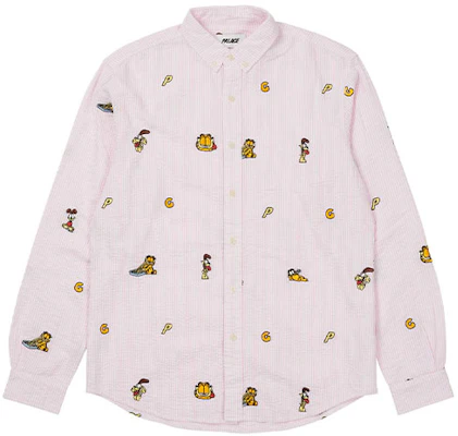 PALACE FW21 Garfield Boojie Shirt Embroidered Cartoon Long Sleeve Pink Unisex. P21SHT001 Order PALACE FW21 Garfield Boojie Shirt Embroidered Cartoon Long Sleeve Pink Unisex. P21SHT001