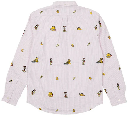 PALACE FW21 Garfield Boojie Shirt Embroidered Cartoon Long Sleeve Pink Unisex. P21SHT001 Lookbook PALACE FW21 Garfield Boojie Shirt Embroidered Cartoon Long Sleeve Pink Unisex. P21SHT001