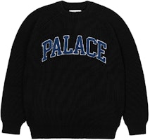 PALACE FW21 Letter Logo Crewneck Sweater Unisex Black. P20KW029 PALACE FW21 Letter Logo Crewneck Sweater Unisex Black. P20KW029