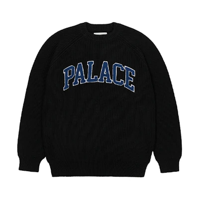 PALACE FW21 Letter Logo Crewneck Sweater Unisex Black. P20KW029