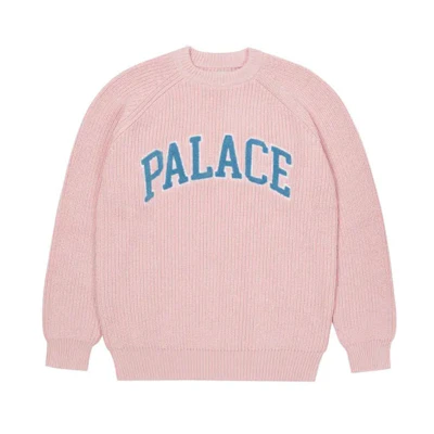 PALACE FW21 Logo Crewneck Knit Sweater Pink Unisex Gift Recommendation. P20KW027