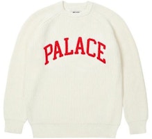 PALACE FW21 Logo Crewneck Knit Sweater Unisex White P2KW028 PALACE FW21 Logo Crewneck Knit Sweater Unisex White P2KW028