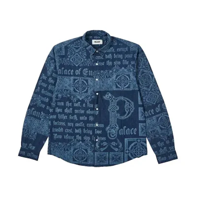 PALACE FW21 Medieval Blue Shirt All-Over Print Unisex Long Sleeve Retro Style P21SHT025