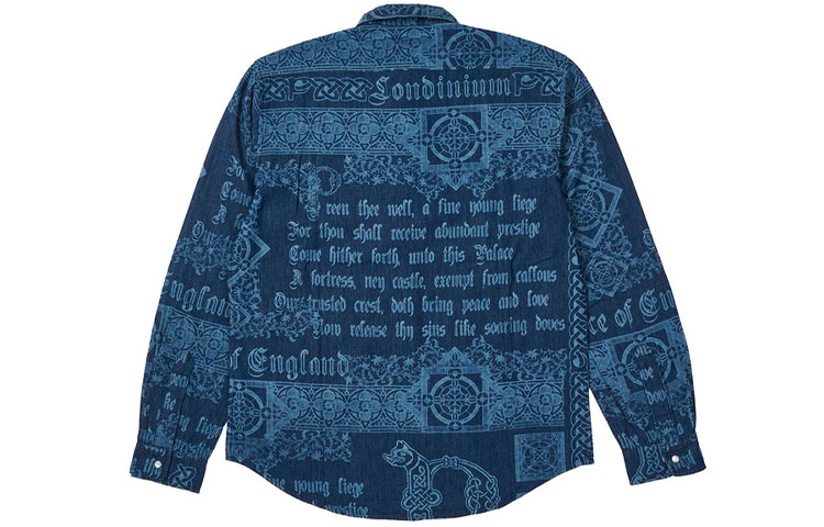 Lookbook PALACE FW21中世紀藍色全印花復古風男女款長袖襯衫 P21SHT025