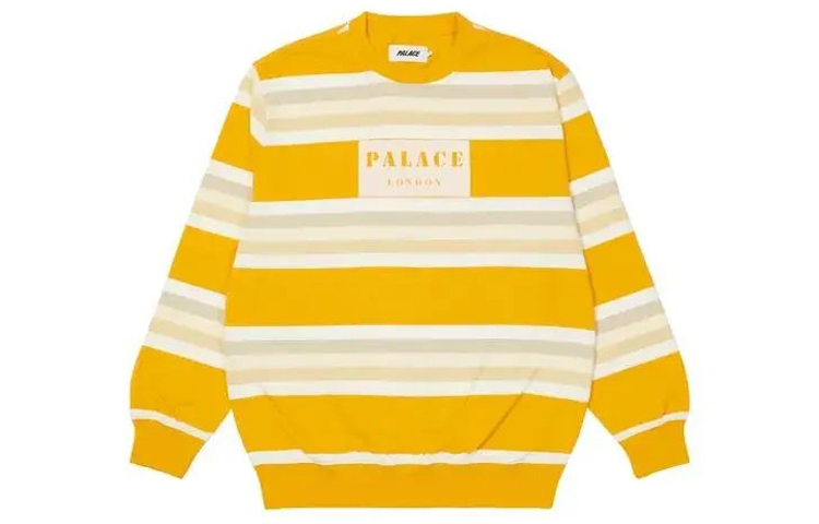 Palace FW21 Rainbow Stripe Yellow Longsleeve Crewneck Unisex Sweater P21ES039