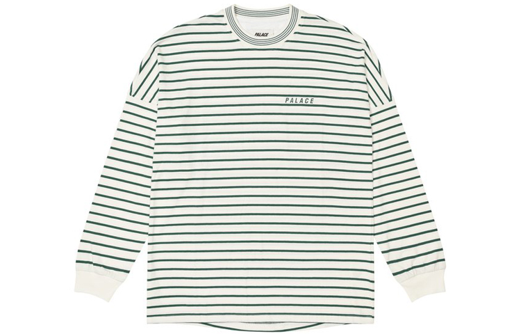 Palace FW21 Rule Striped Logo Longsleeve Green Shirt Unisex Crewneck Top P21ES001