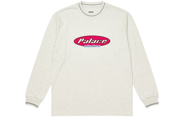 PALACE FW21 Skates Dominates Light Grey Marl Logo Longsleeve Tee Unisex White P21ES026