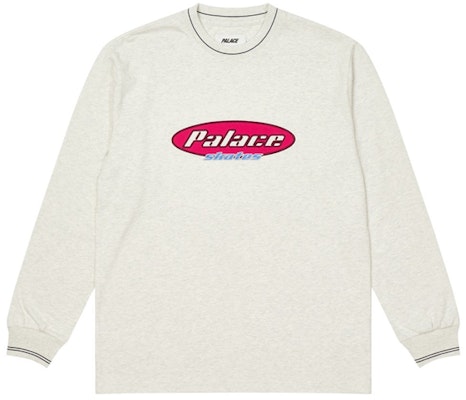 PALACE FW21 Skates Dominates Light Grey Marl Logo Longsleeve Tee Unisex White P21ES026 Order PALACE FW21 Skates Dominates Light Grey Marl Logo Longsleeve Tee Unisex White P21ES026