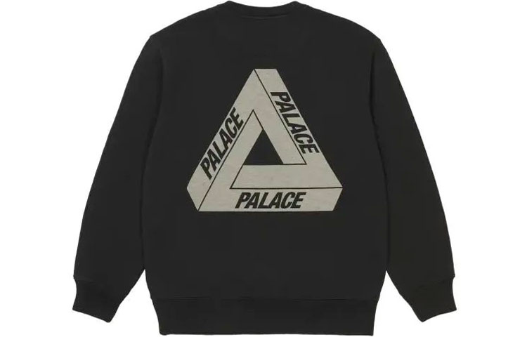 PALACE FW21 Slub Crew Black Triangle Logo Graphic Sweatshirt Unisex Black. P21CS067