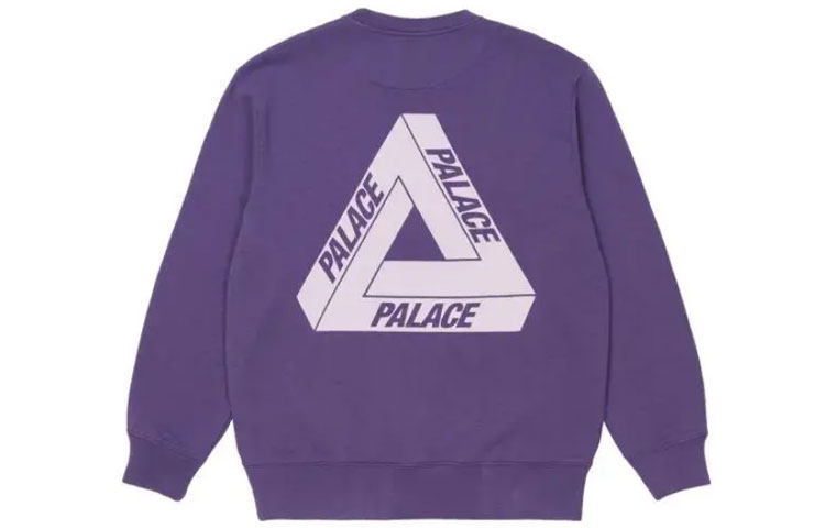 PALACE FW21 Slub Crew Purple Triangle Logo Sweatshirt Unisex Purple. P21CS071