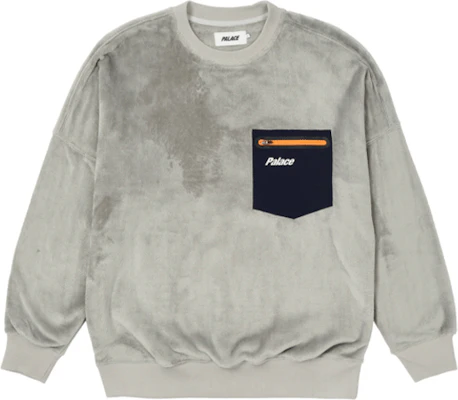 Palace FW21 冬季灰色羊毛口袋圆领卫衣 男女通用冬季款 P21CS123 Buy Palace FW21 冬季灰色羊毛口袋圆领卫衣 男女通用冬季款 P21CS123