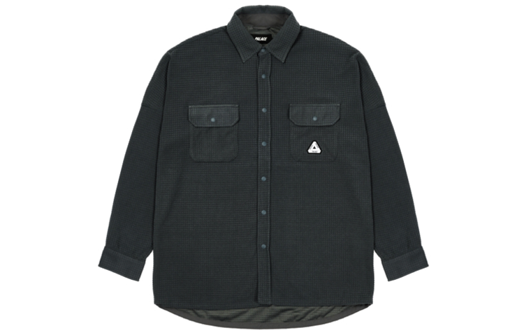 PALACE FW21 Ultimo Polar Grid Black Logo Overshirt Unisex Long Sleeve Shirt. P21SHT022