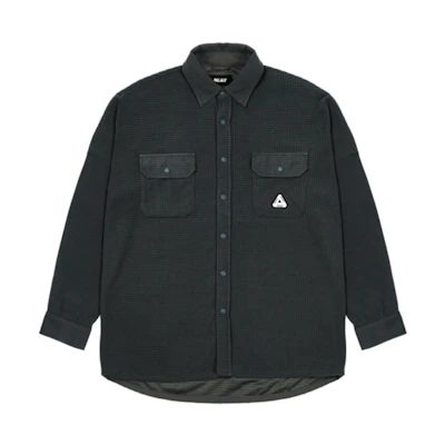 PALACE FW21 Ultimo Polar Grid Black Logo Overshirt Unisex Long Sleeve Shirt. P21SHT022