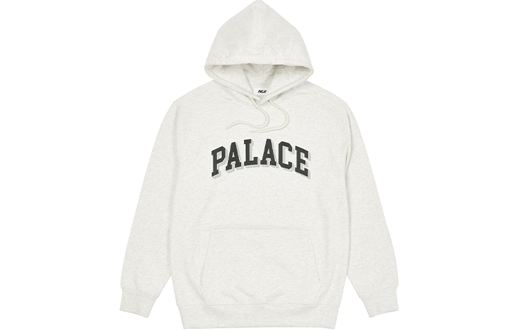 PALACE FW21 Ultimo Puff Drop Shadow Logo Hoodie Light Grey Marl Unisex. P21CS241