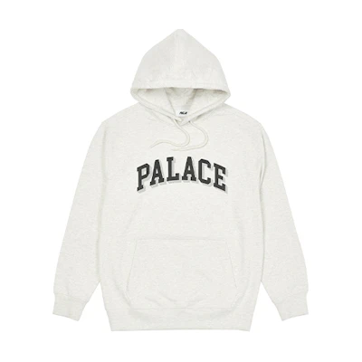 PALACE FW21 Ultimo Puff Drop Shadow Logo Hoodie Light Grey Marl Unisex. P21CS241