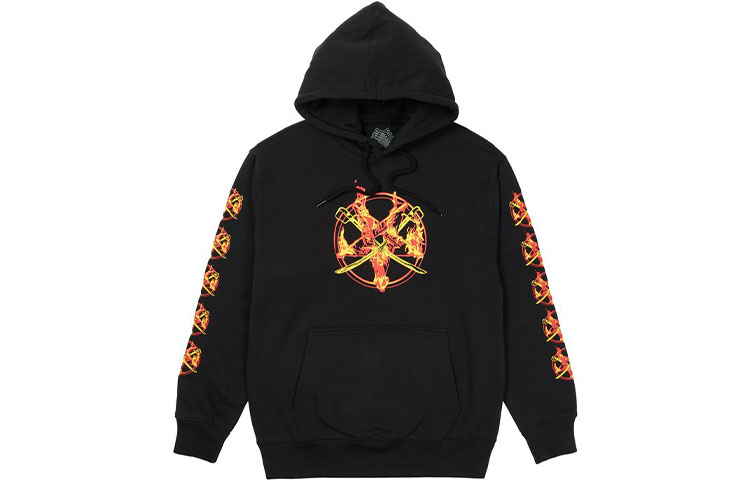PALACE FW21 SALOMON Flame Hoodie Black Unisex Pullover Graphic Sweatshirt. P21HD014 圖 3