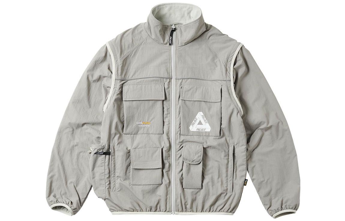 PALACE FW22 Cordura RS Zip Off Jacket Grey Multi-Pocket  Jacket Light Grey. P23JK114