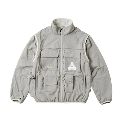 PALACE FW22 Cordura RS Zip Off Jacket Grey Multi-Pocket Jacket Light Grey. P23JK114
