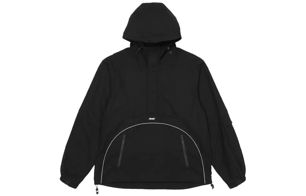 PALACE FW22 Deflector 1/2 Zip Jacket Black Logo Print Patchwork  Jacket. P22JK216