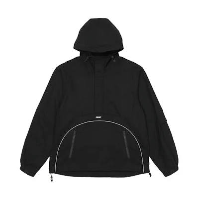 PALACE FW22 Deflector 1/2 Zip Jacket Black Logo Print Patchwork Jacket. P22JK216