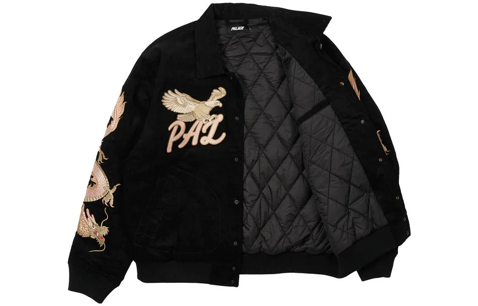 Shop PALACE FW22 Double Dragon Tour Jacket Black Eagle Print Unisex Outerwear. P23JK172