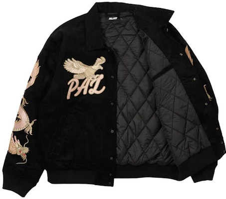 PALACE FW22 Double Dragon Tour Jacket Black Eagle Print Unisex Outerwear. P23JK172 Shop PALACE FW22 Double Dragon Tour Jacket Black Eagle Print Unisex Outerwear. P23JK172