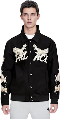PALACE FW22 Double Dragon Tour Jacket Black Eagle Print Unisex Outerwear. P23JK172 Details for PALACE FW22 Double Dragon Tour Jacket Black Eagle Print Unisex Outerwear. P23JK172